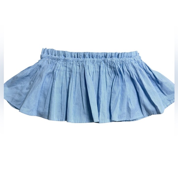 Storia Blue Striped Ruffle Bandeau Crop Top Size S - Picture 1 of 6